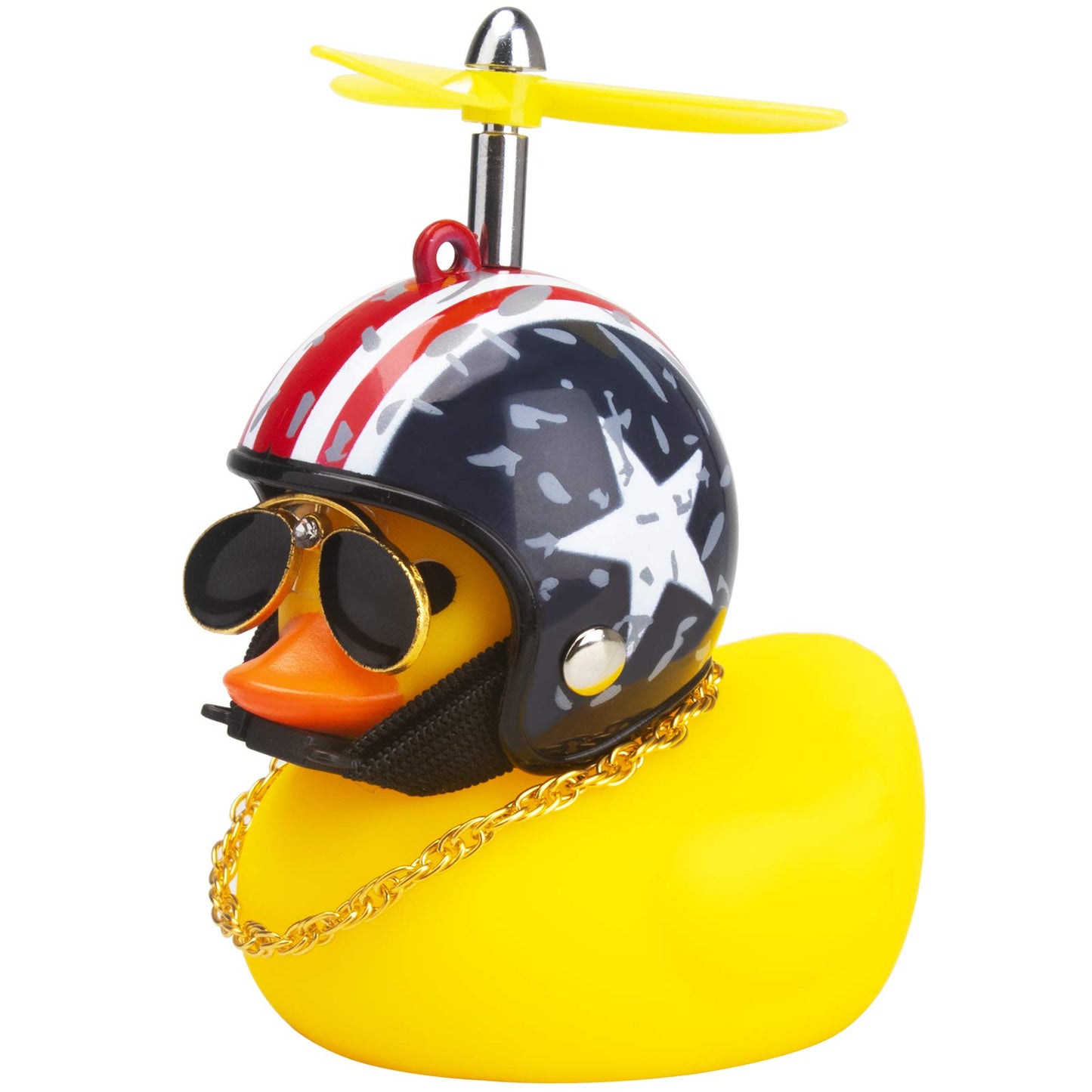 Wonuu Rubber Duck Car Ornaments Yellow Duck Car Dashboard Decorations Cool Glasses Duck With Propeller Helmet (American Flag-Yel