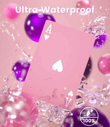 BIERDORF Pink Waterproof Playing Cards Durable Cute Deck of Cards Standard Index Professional enhanced game-style Cards Vintage Themed Card Games for Families or mature-themeds Pink Alps Style