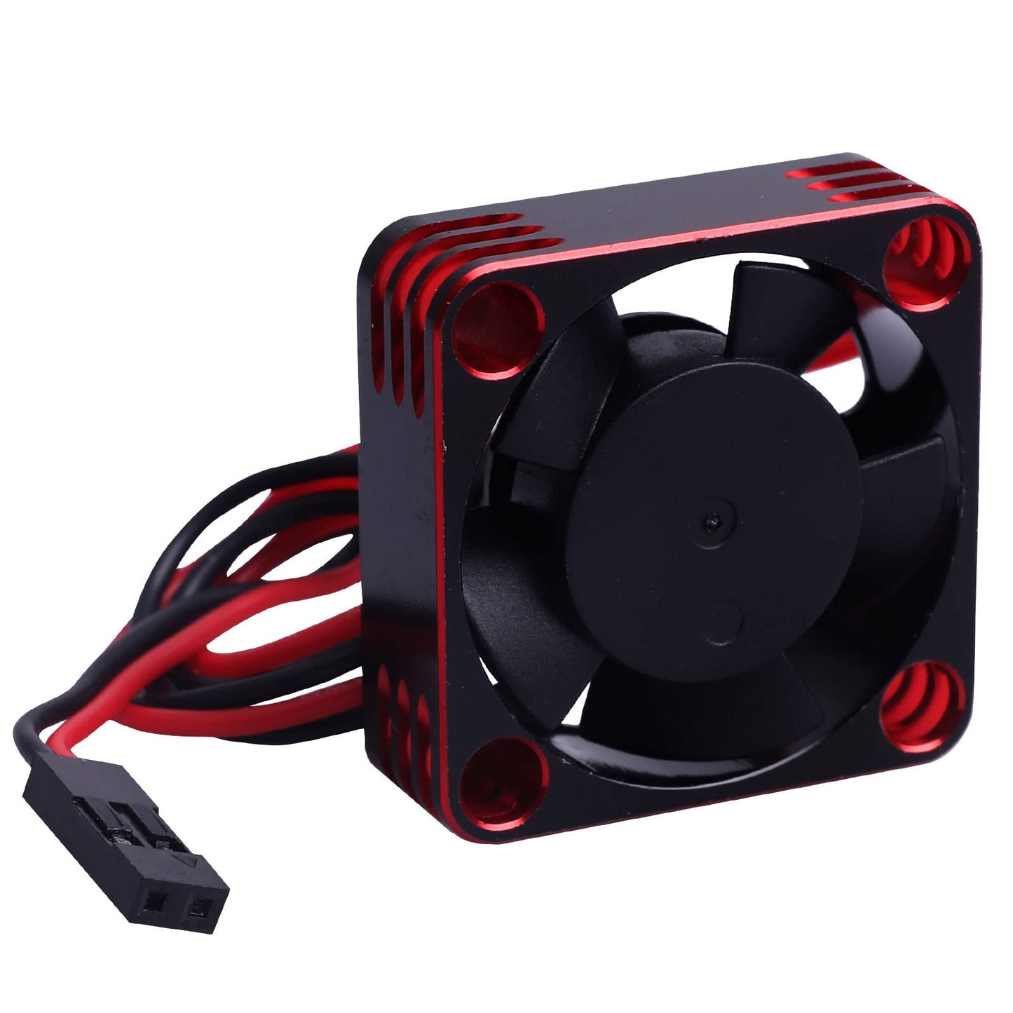 AllinRC RC Motor Fan 30mm RC Motor Heatsink ESC Cooling Fan for 1/8 1/10 1/12 RC Car 540 550 Brushless Motor (Black-Red)