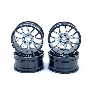 KingVal Replacement 4PCS Aluminum Wheel Rim 12mm Hex Hub Offset 3mm Compatible with 1/10 RC Car (Black)