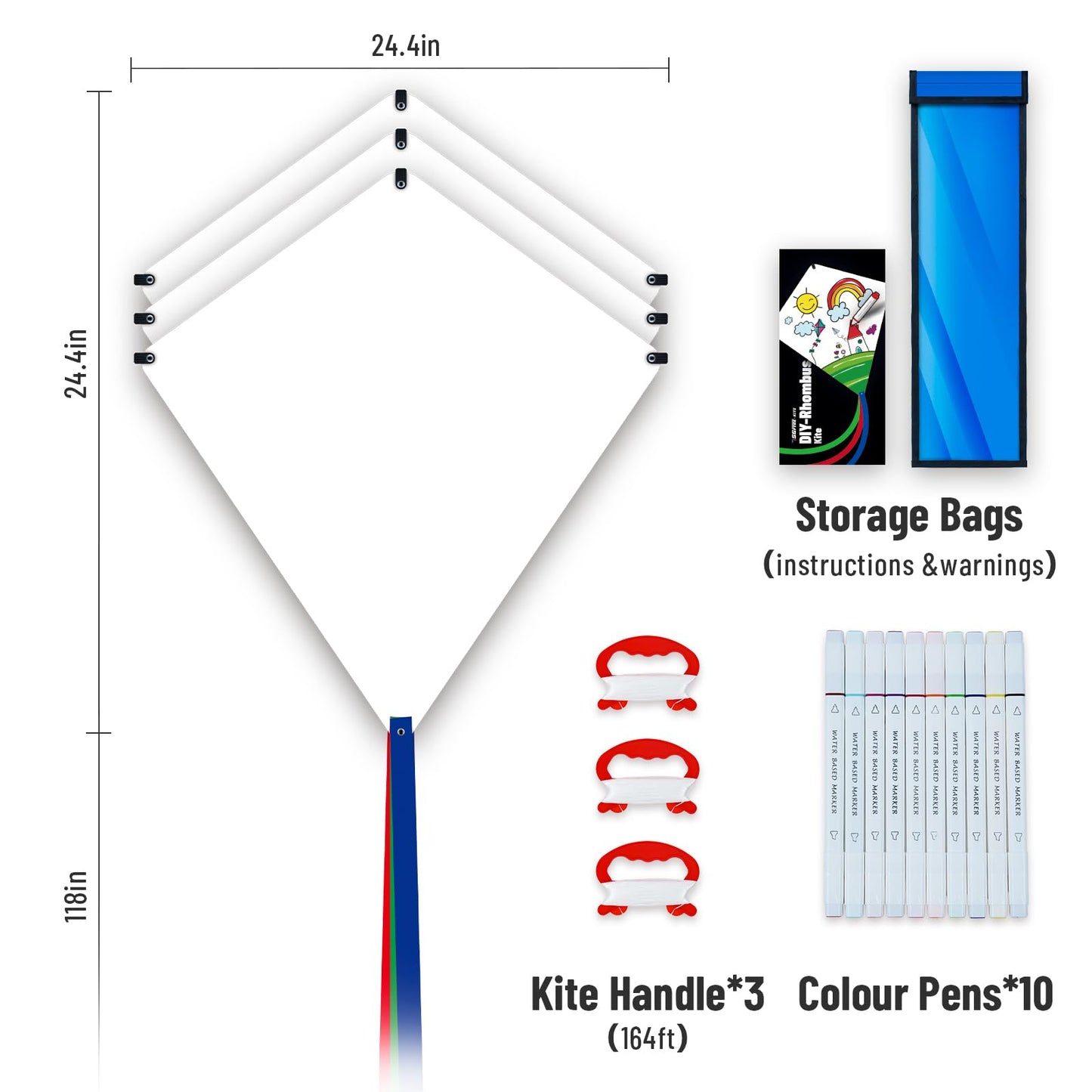Sgftre Diy Blank Diamond Kite For Kids & Adults Easy To Fly,Kite Making Kit Bulk,Kites Are Used For Parties And Outdoor Beach Ac