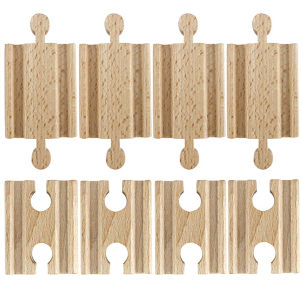 Set of 8 Male-Male Female-Female Wooden Train Track Adapters - Railway Expansion Accessories Compatible with Major Toy Trains -