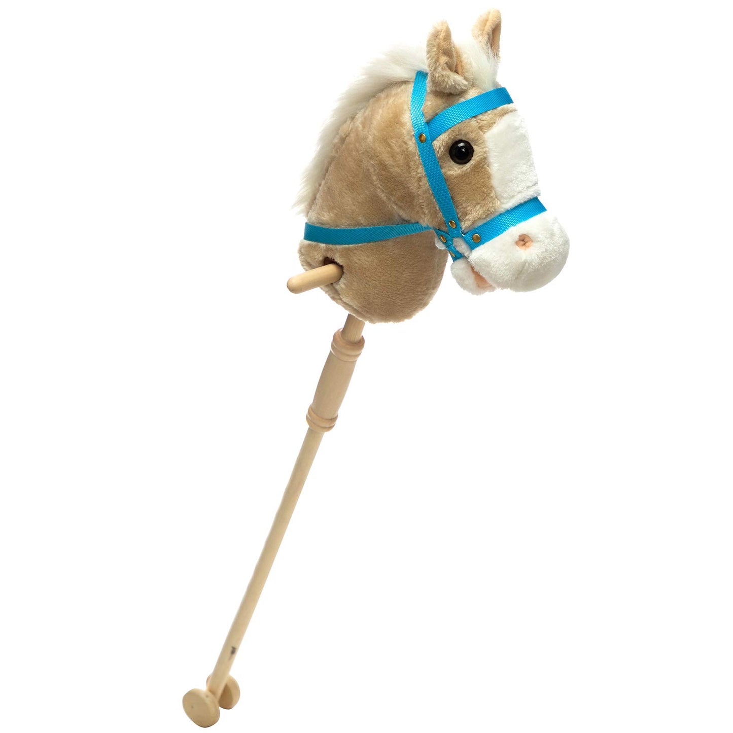 Hollyhome Outdoor Stick Horse With Wood Wheels Real Pony Neighing And Galloping Sounds Plush Toy Black 36 Inches(Aa Batteries Required)