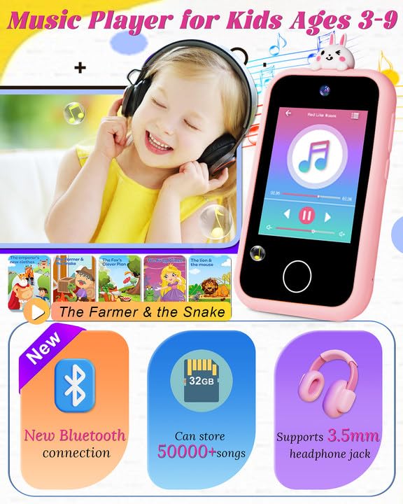 Kids Smart Phone - Phones for Kids with Soft Silicone Cover 32GB SD Card - 2.8'' Touchscreen Kids Cell Phone with Dual Camera Pu