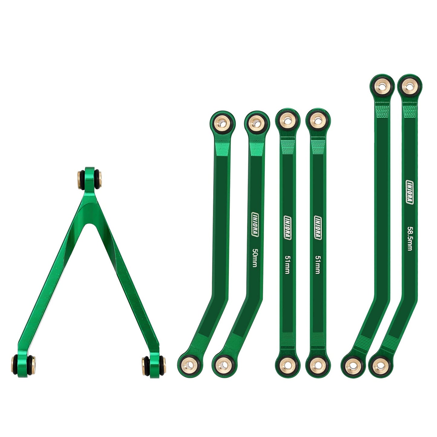 Injora High Clearance Chassis Links Set For Scx24 C10 Jlu Bronco Base Camp 4Runner Axial 1/24 Rc Crawler Car (Green)
