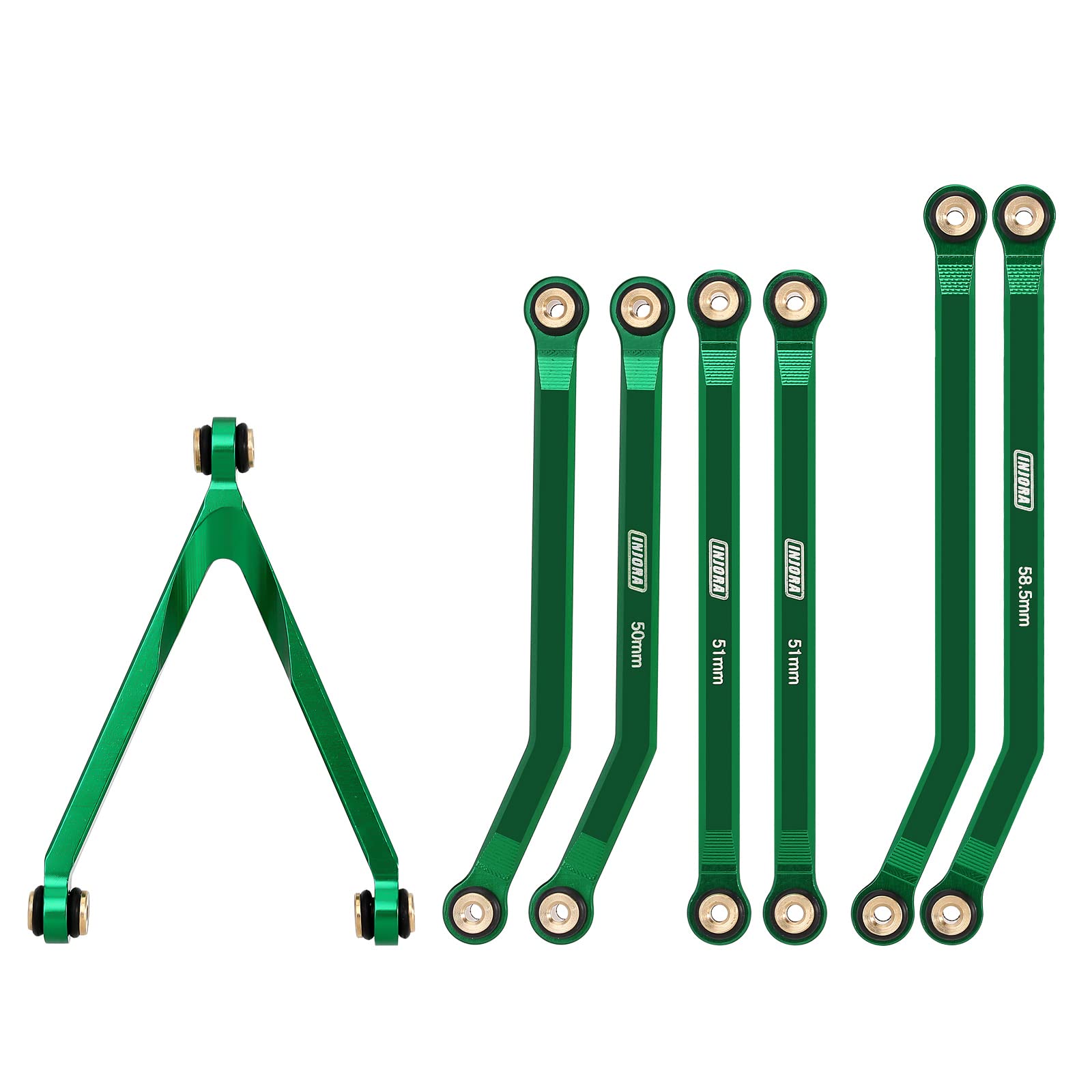 Injora High Clearance Chassis Links Set For Scx24 C10 Jlu Bronco Base Camp 4Runner Axial 1/24 Rc Crawler Car (Green)