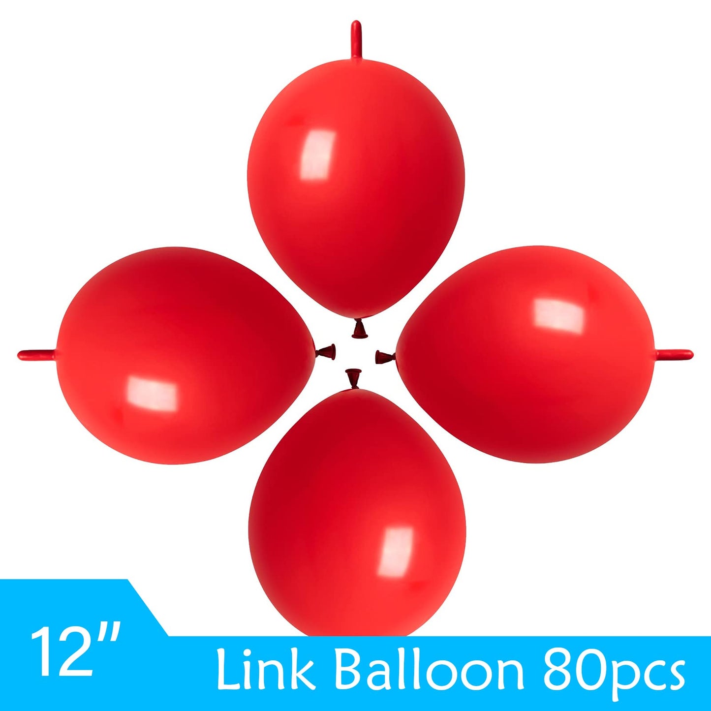 Adido Eva Link Balloons 6 Inch Red Latex Quick Linkale Balloon 80 Pcs For Birthday, Halloween, Christmas, Party Festival Decorat