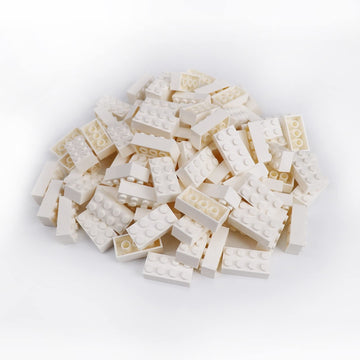 Classic Building Bricks 100 Pieces 2X4 White, Classic Brick Block Parts And Pieces 3001, Compatible With Lego, Age 6+ Creative B