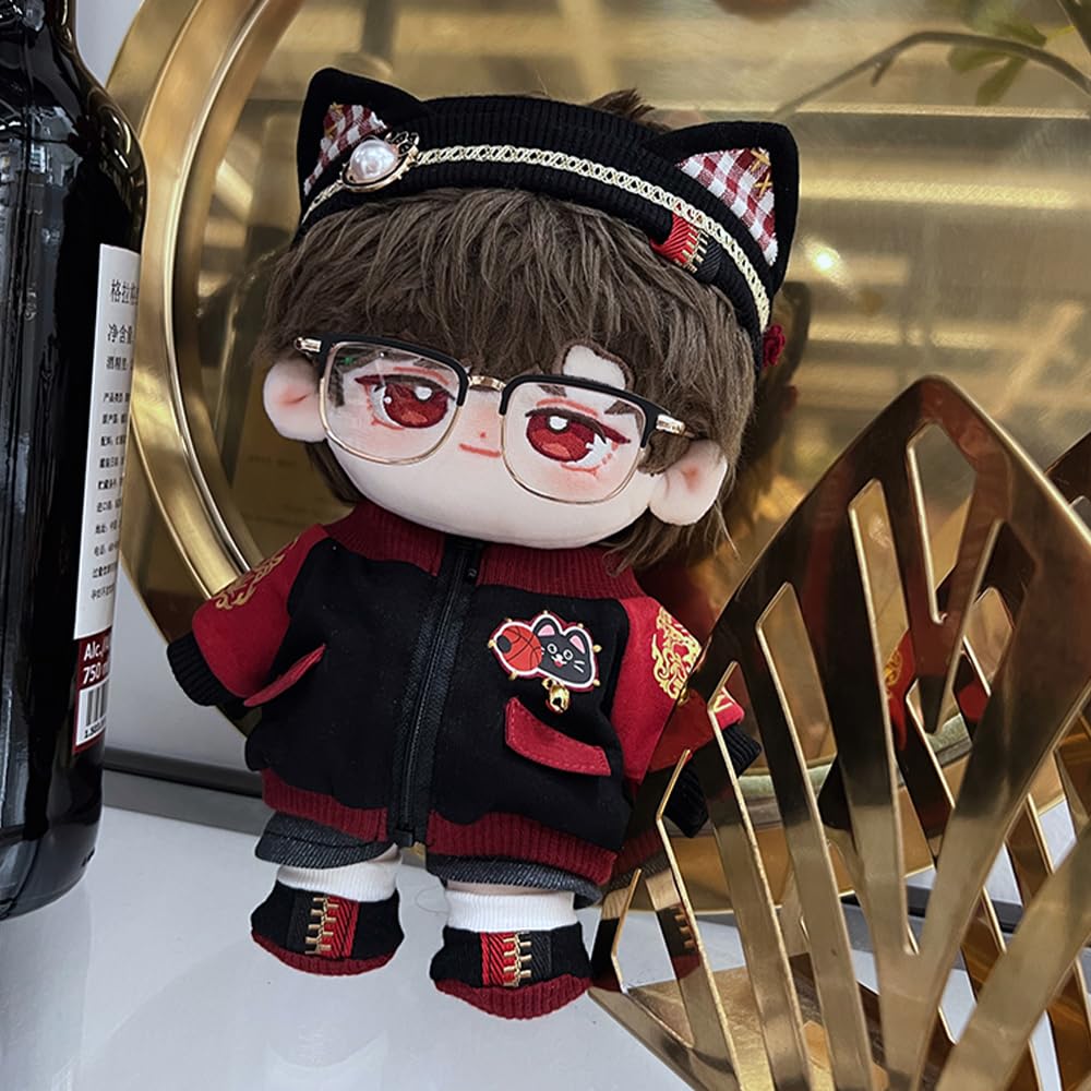 Niannyyhouse 15Cm Plush Doll Clothes Headwear Coat Pants Shoes Red Flame Set Soft Stuffed Plush Toy Dress Up Accessories (15Cm)