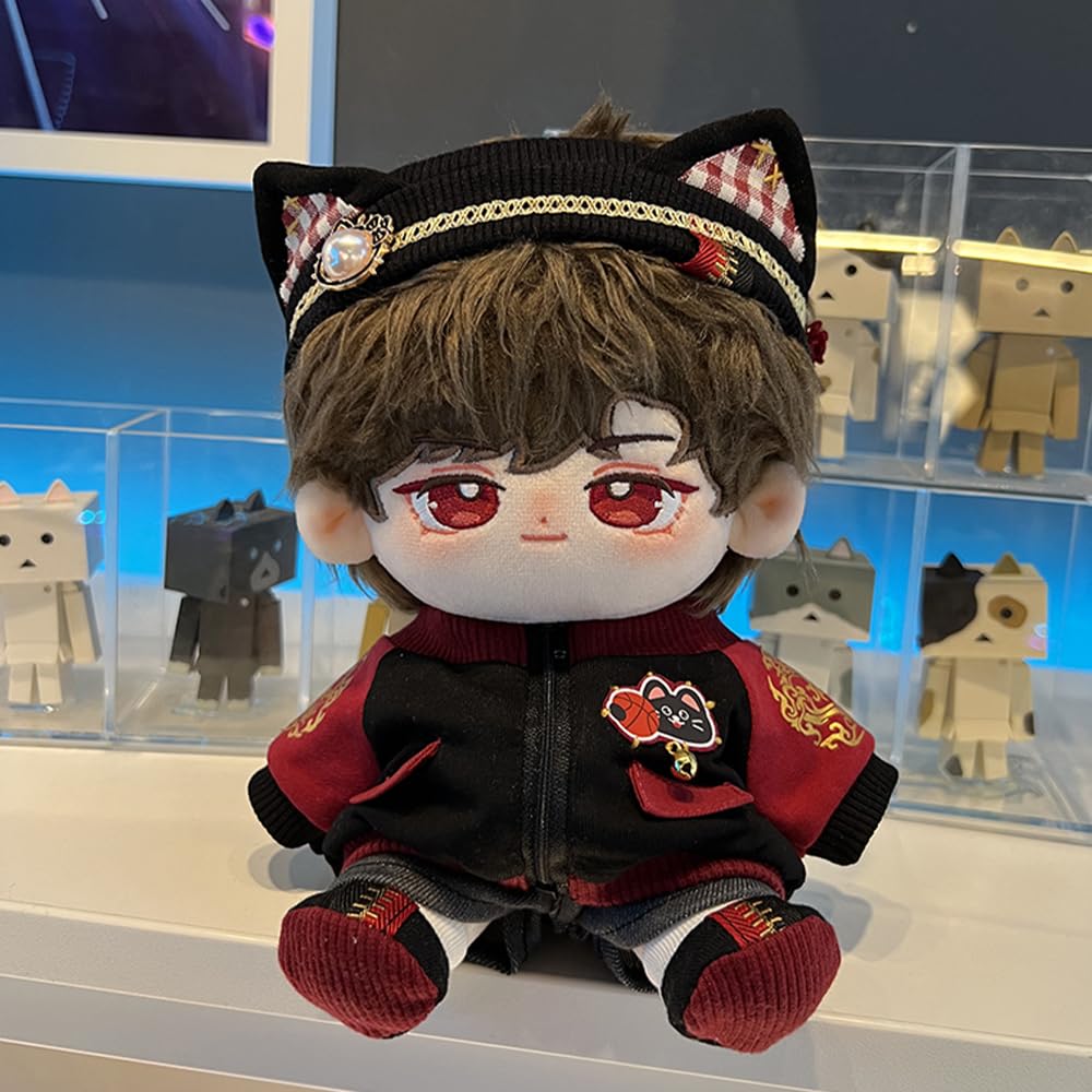 Niannyyhouse 15Cm Plush Doll Clothes Headwear Coat Pants Shoes Red Flame Set Soft Stuffed Plush Toy Dress Up Accessories (15Cm)