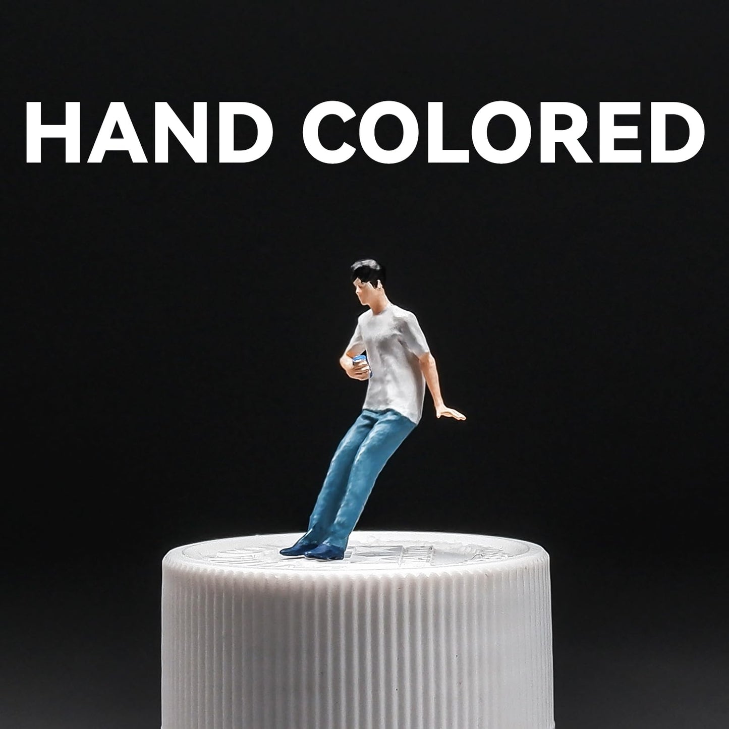 Kivcmds Painted Figure 1:64 Scale Mini Model Trains Architectural Plastic People Figures Leaning Man Figure Model,Suitable For M
