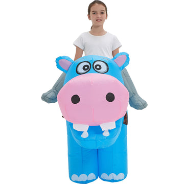 One Casa Blow Up Party Costume,Inflatable Costumes For Kids,Riding Hippo Costume,Halloween Costumes For Girls Boys (4-6Yrs)