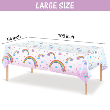 Rainbow Tablecloths Disposable Plastic Rainbow Waterproof Table Cover Rectangular Rainbow Clouds Fiesta Carnival Table Covers Fo