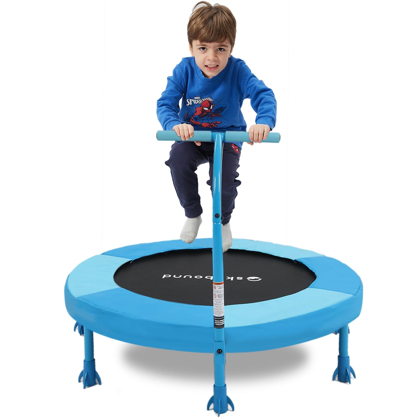 Skybound 36 Inch Indoor Trampoline For Kids - Kids Trampoline Indoor With Handle - Toddler Trampoline With Upgraded 2.0Mm Steel Pipe And Handlebar - Mini Indoor Trampoline For Kids Age 3+ (Blue)