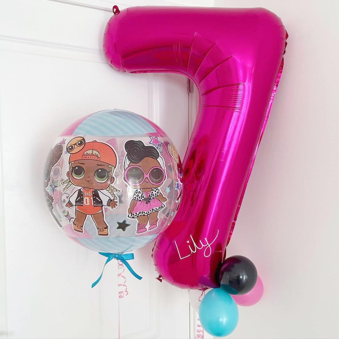 7 Balloon Number Hot Pink 7 Birthday Balloon 40 Inch Foil Mylar Large 7 Balloon Numbers For Birthday Party Anniversary Festival