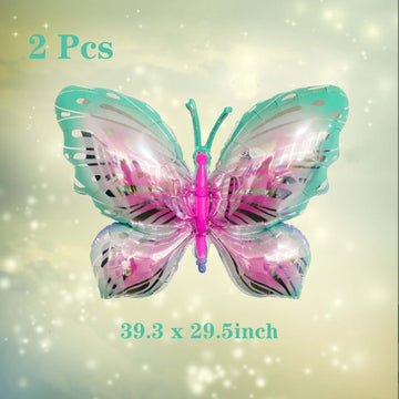 2 Pcs Green Butterfly Balloons Giant Foil Mylar Balloons Butterfly Themed Party Baby Shower Birthday Party Decoration Supplies