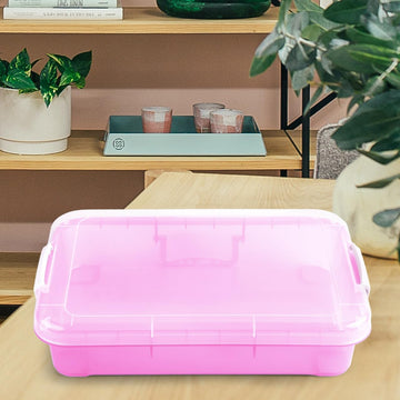 Madzee 15 Inch Portable Sensory Bin Play Tray With Lid, Fill With Water, Sand, Beads And More (Pink)