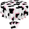 Oudain 3 Pcs Pink Cowgirl Cow Themed Table Cover Plastic Round Cow Themed Tablecloth 84 Inch Farm Animal Tablecloth Disposable B