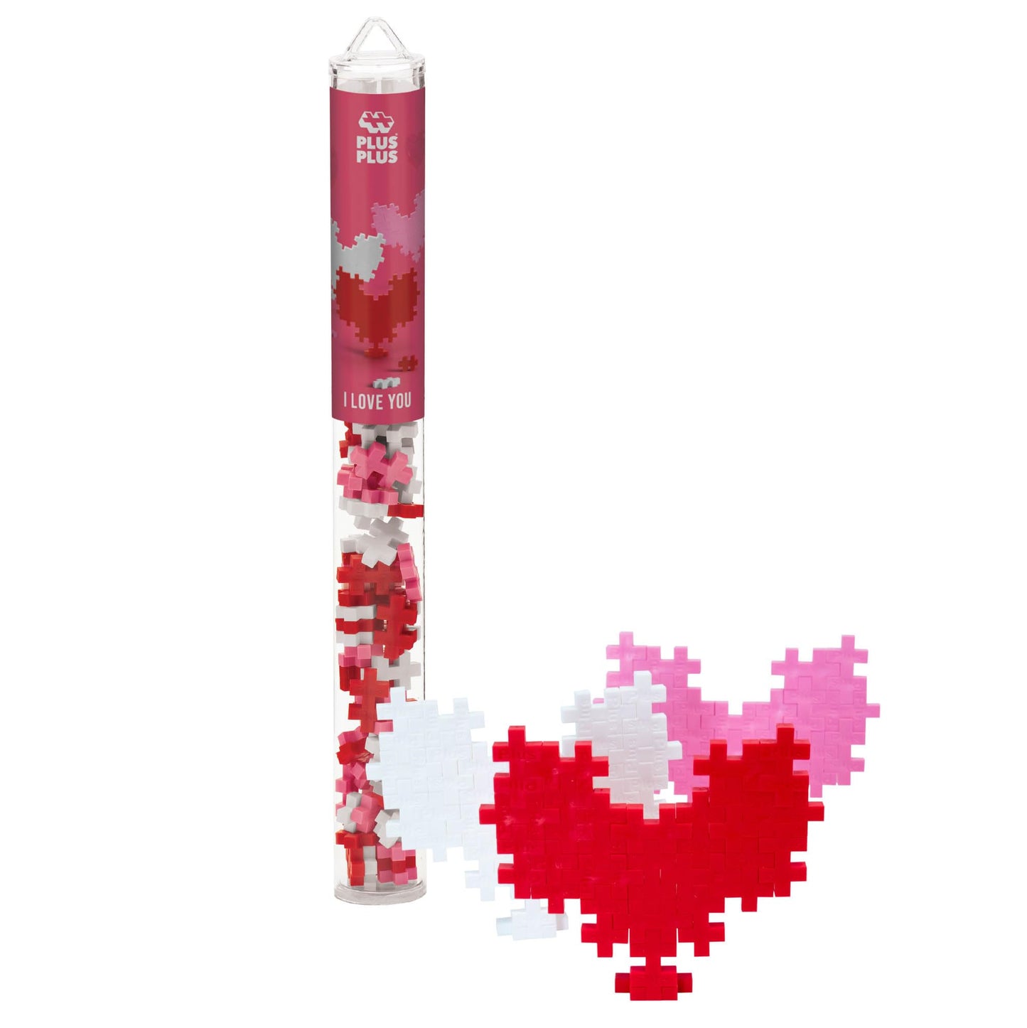 Plus Plus 3D Puzzle Building Block Set, 70 Mini Interlocking Pieces, Fun Holiday Activities For Kids - I Love You Hearts Mini Ma