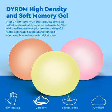 Dyrdm Stress Balls 3-Pack, Easter Basket Stuffers & Fidget Gifts, High Density And Ultra-Soft Memory Gel Filled, Squishy Fidget Toy, Squeeze Balls Sensory For Anxiety Stress Relief Warm Series