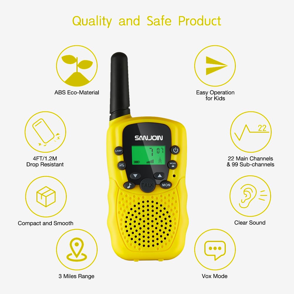 Walkie Talkies for Kids Toys for Boys Girls 4-6, 3 Miles Range Walkie Talkie to Camping, Outdoor 4 Year Old Girl Birthday Gifts