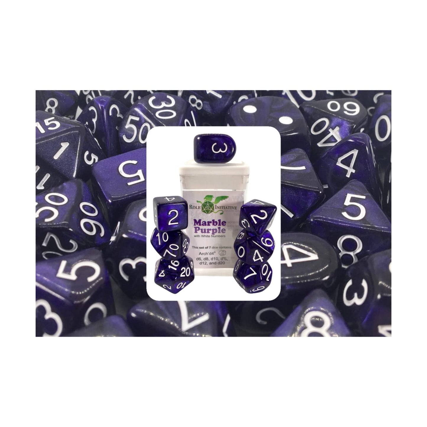 R4I Dice W/Arch'D4: Marble - Purple (7)