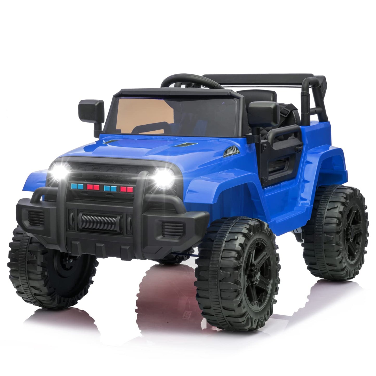 Joymor Ride On Truck With Remote Control, 4 Wheels 12V Battery Powered Kids Car, With Led Headlight/Horn Button/ Mp3 Player/Usb Port/Forward Backward/Kids Girl Boy (Blue)