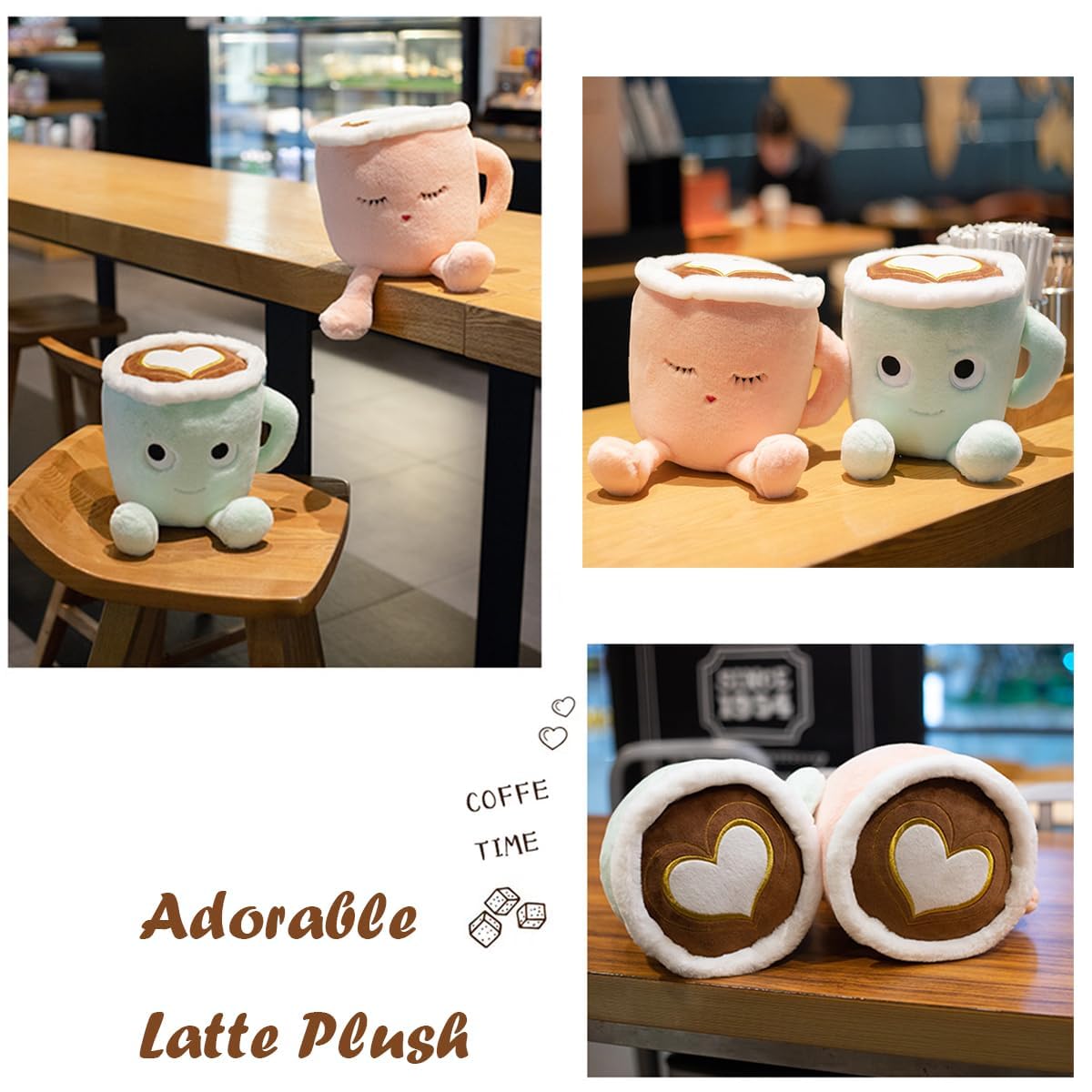 Yoholto Latte Plush Pillow, 7.8 Inch Coffee Cup Plush Doll Toy, Coffee Food Stuffed Plush, Christmas Birthday Gift For Kids Adul