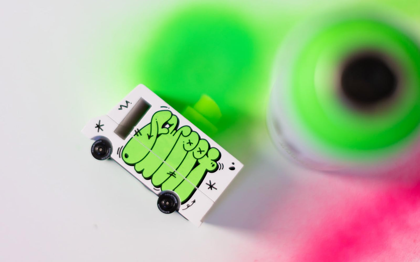 Candylab Toys CANDYCAR Wooden Food Truck Collection - Graffiti Green enhanced Handcrafted Beech Wood Toy Car