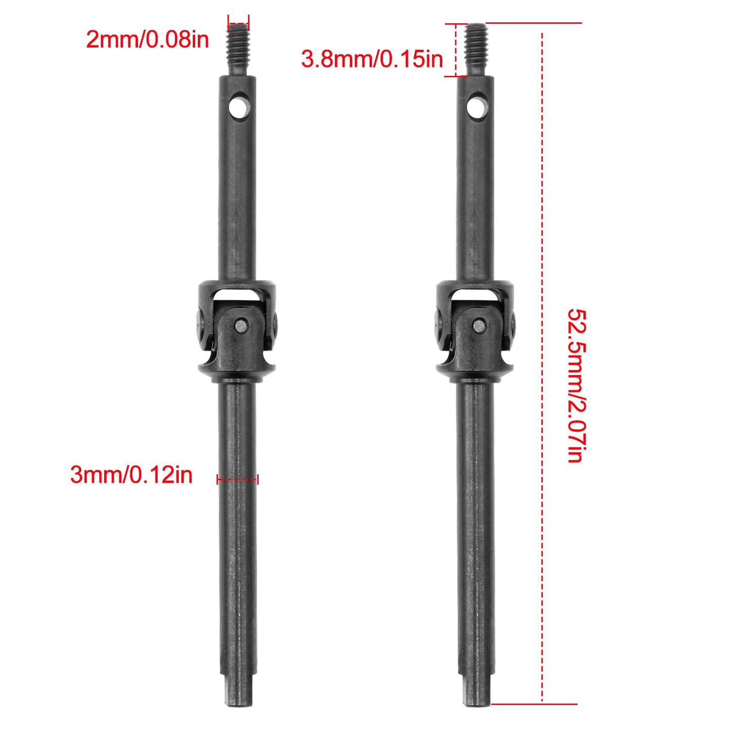 OGRC 2Pcs Steel Front Axle Drive Shaft SCX24 CVD Set for 1/24 Axial SCX24 C10/JLU/Bronco/Gladiator/Deadbolt Upgrades Parts (+4mm