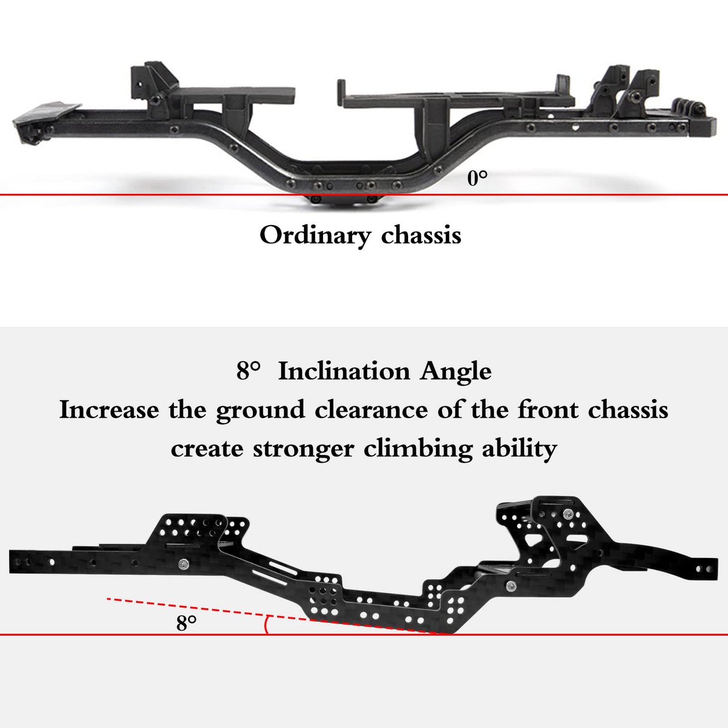 OGRC Carbon Fiber Angled Skid Chassis Kit Angled Skid LCG Chassis Kit for Axial SCX24 Deadbolt JLU C10 Bronco Upgrade Part