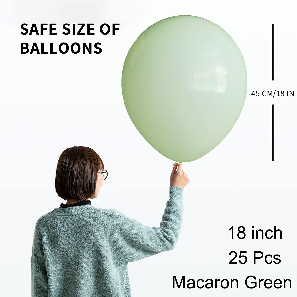 Oupking 18 Inch Macaron Green Balloons Big Latex Balloon Giant Thick Green Balloons For Party Decorations Pack Of 25