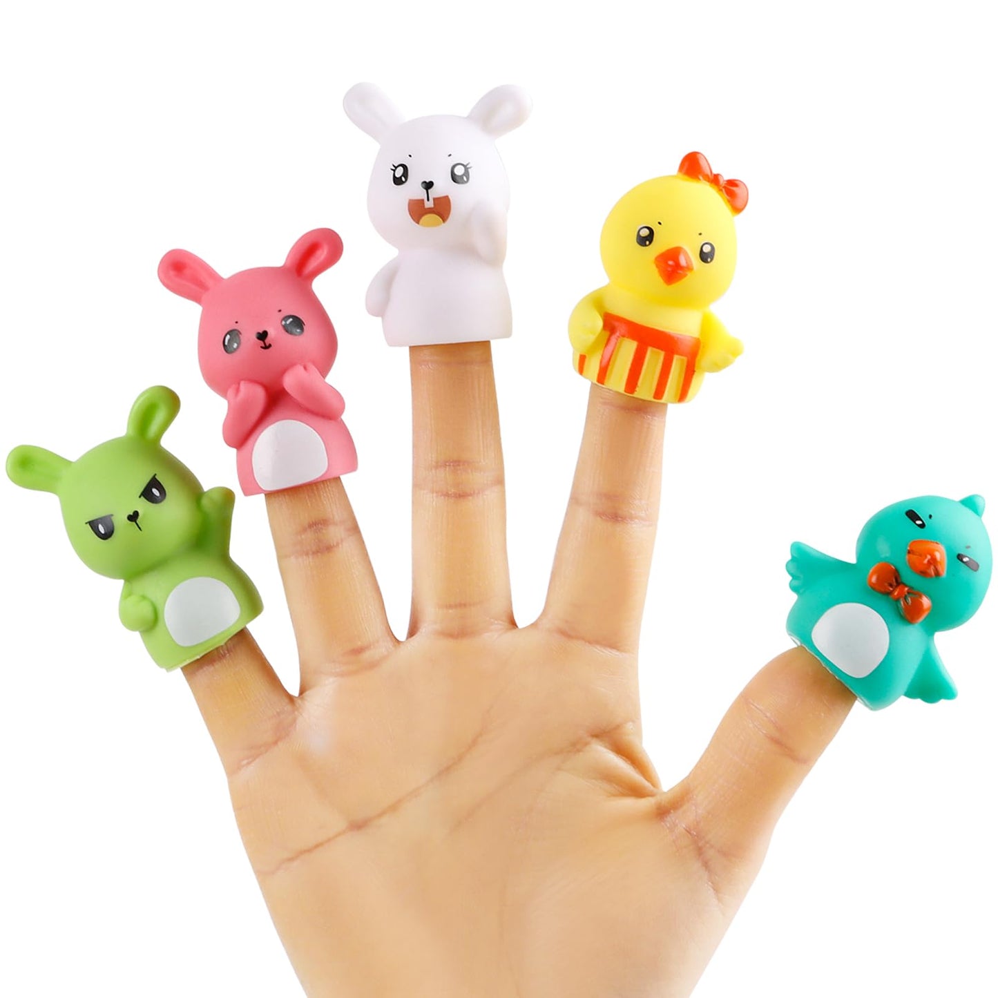 Foimas Easter Finger Puppets Toys,5Pcs Bunny Chick Finger Puppet Toys For Kids Easter Basket Stuffer Egg Filler Gift Bag Fillers