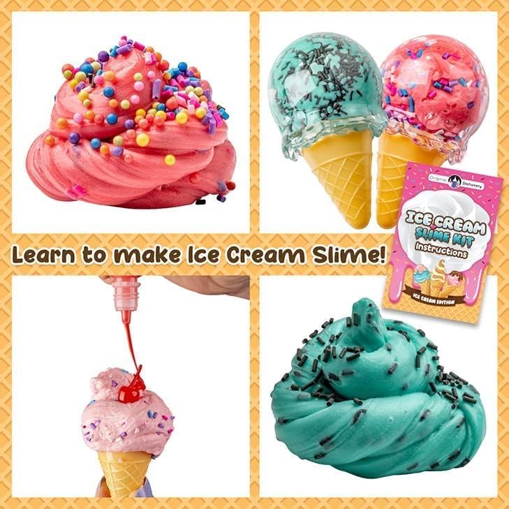 Original Stationery Diy Ice Cream Slime Kit For Girls, Amazing Ice Cream Slime Making Kit To Make Butter Cloud & Foam Slimes, Fun Easter Present, 10 Year Old Girl Birthday Gifts & Toys For Girls 8-10