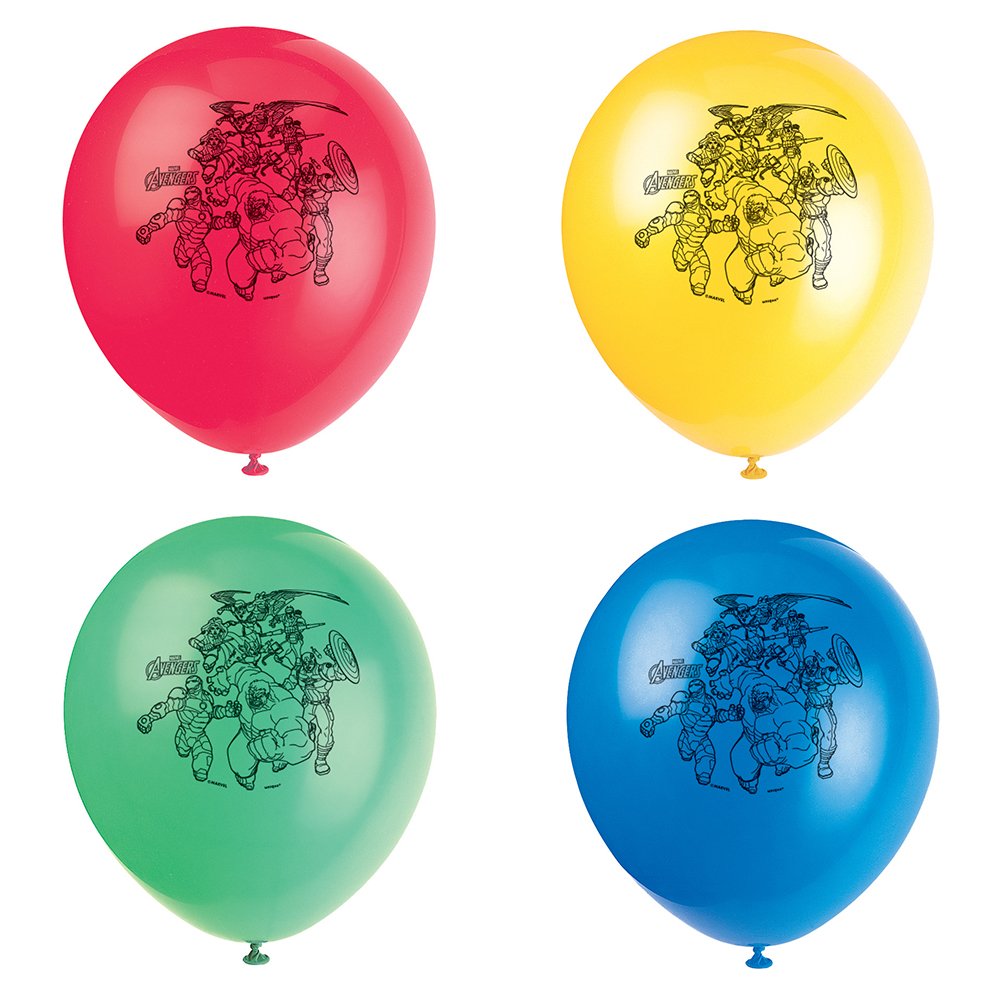 Amscan Avengers Party Latex Balloons - 12'' | Assorted Colors | 8 Pcs