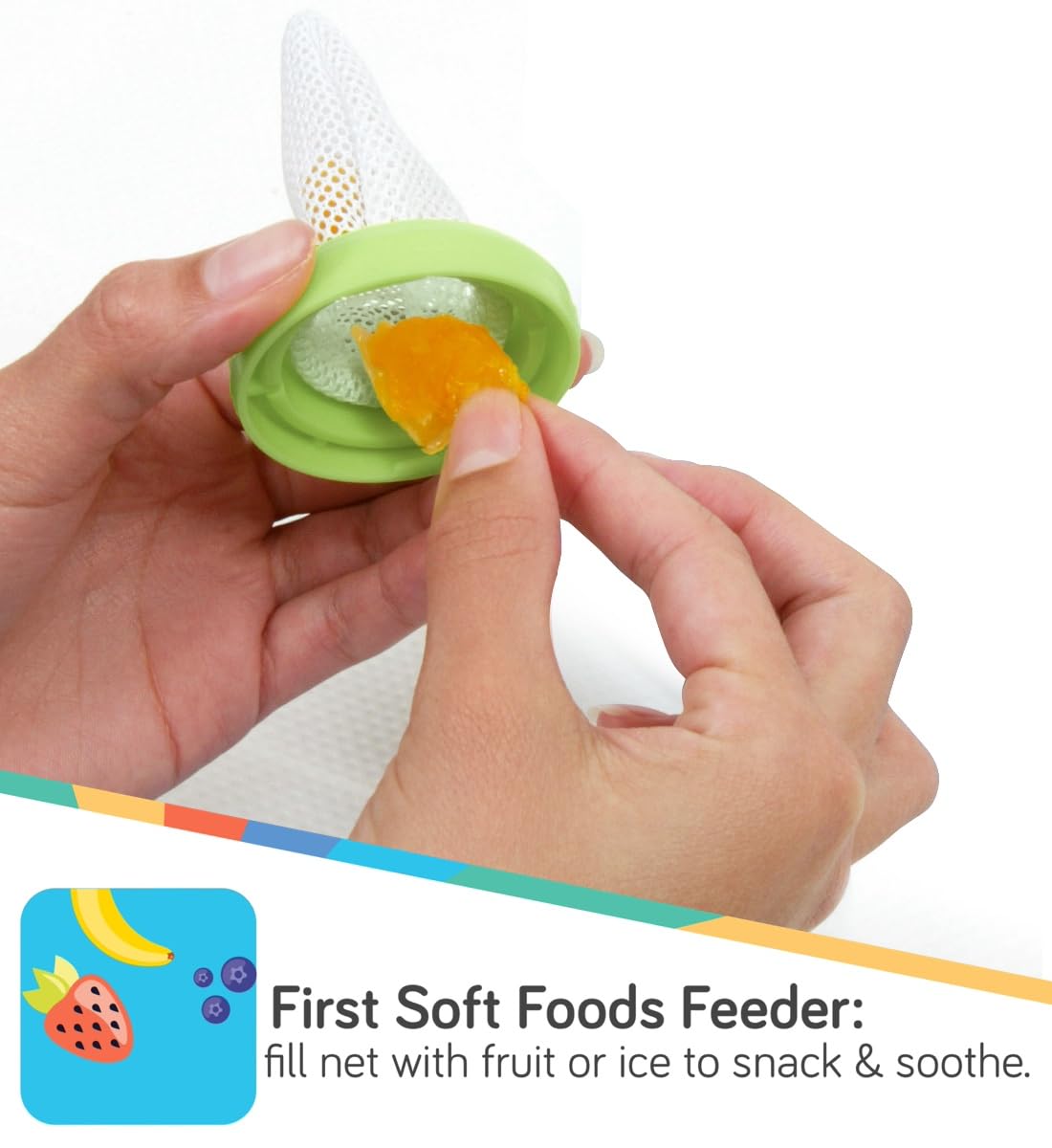 Nuby Nibbler Mesh First Soft Foods Feeder, 2Pk, Aqua & Green