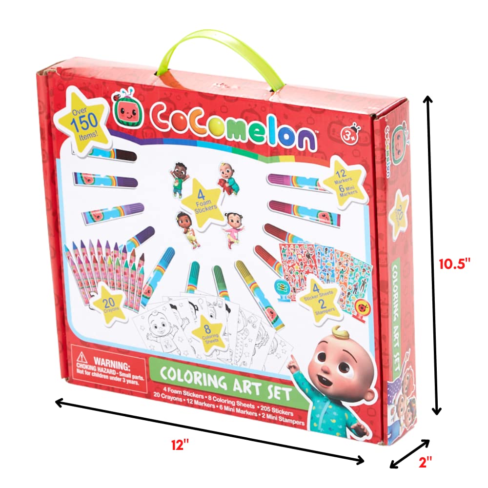 Innovative Designs Cocomelon Coloring Art Set For Kids With Stickers And Stampers, 150+ Pieces