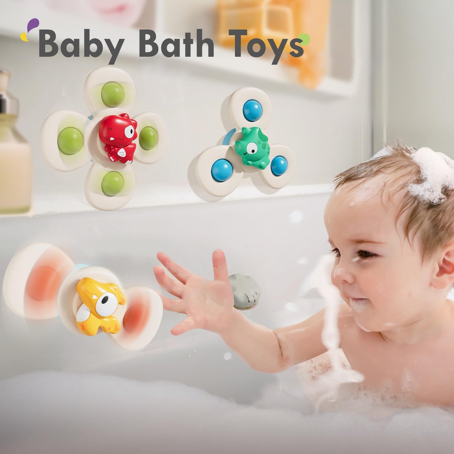 Alasou 3Pcs Suction Cup Spinner Toys For 1 Year Old Boy Girl|Spinning Top Baby Toys 12 18 Months|1 2 Year Old Boy Birthday Gift|
