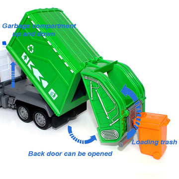 2.4G Rc Garbage Truck Toy With Lights - 6 Channel Remote Control Waste Management Garbage Truck With 2 Rechargeable Batteries, K