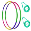 WEOKLL 2 Pack Toy Color Hoop and Jump Rope for Kids,Detachable & Size Adjustable Plastic Colourful Exercise Hoop for Boys and Gi