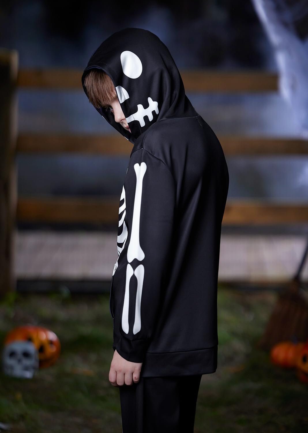 Besserbay Halloween Boys Skeleton Bone Printed Sweatshirt Hoodie Set Skull Hoodies Pants Set 6 Years