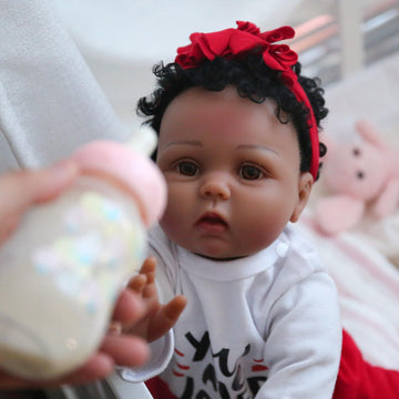 CHAREX Reborn Baby Doll - 22" Realistic African American Vinyl Doll, Serena Color, Ideal for Kids Age 3+