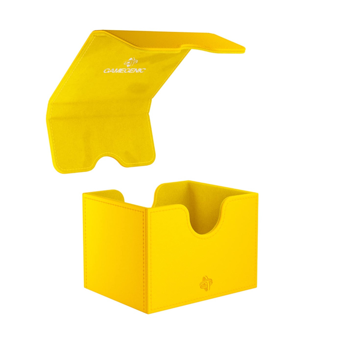 Sidekick 100+ Xl Convertible Deck Box | Sideloading Card Storage With Removable Cover Clips Holds 100 Double-Sleeved Cards In Extra Thick Inner Sleeves Yellow Color Made By Gamegenic (Ggs20096Ml)