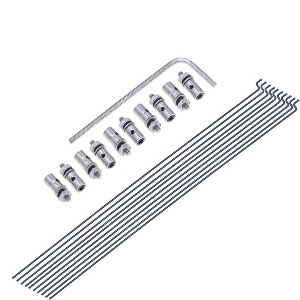 20Pcs Adjustable Pushrod Connector Linkage Stopper&F1.2Mm X L190Mm (7.5 Inch) Steel Z Push Rods Parts W/Storage Box For Rc Airpl