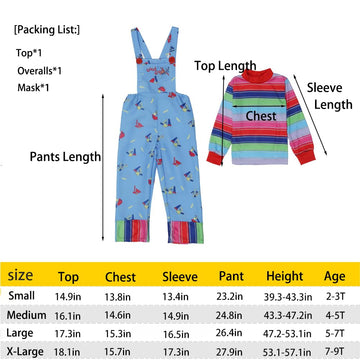 Hikaruer Chucky Costume For Kids Horror Film Dress Up Halloween Toddler Ghost Costume Child'S Cospaly Suit (Medium)