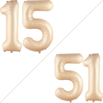 Katchon, Gaint Caramel 15 Balloon Number - 40 Inch | 15 Birthday Balloon Decor | 15Th Birthday Decorations For Party | Creme Number 15 Balloon | 15 Year Old Balloon For 15Th Birthday Party Supplies
