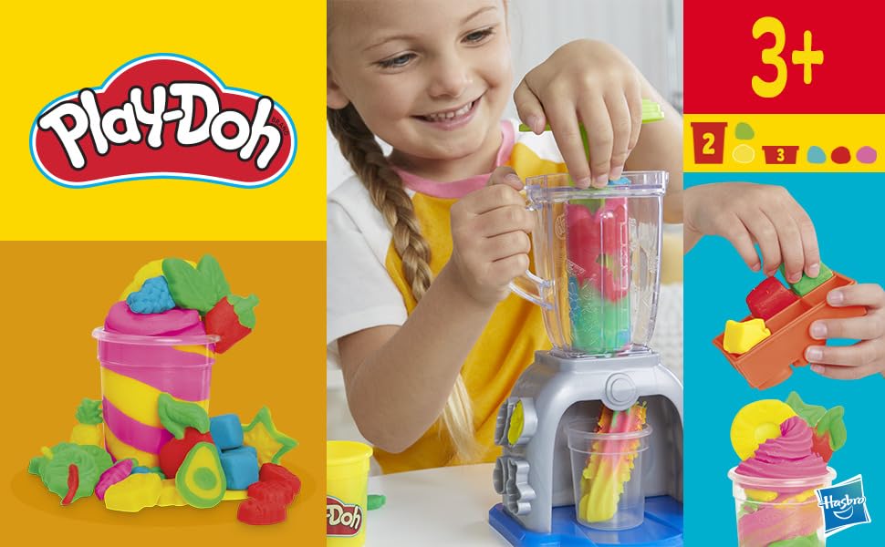 Play-Doh Swirlin' Smoothies Toy Blender Playset, Play Kitchen Appliances, Kids Arts And Crafts Toys For 3 Year Old Girls And Boy