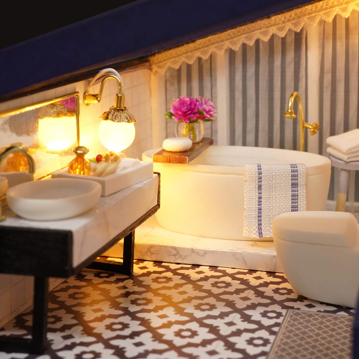 Gudoqi Diy Miniature Dollhouse Kit, Tiny House Kit With Music, Miniature House Kit 1:24 Scale, Great Gift For Birthday Christmas, Time Apartment