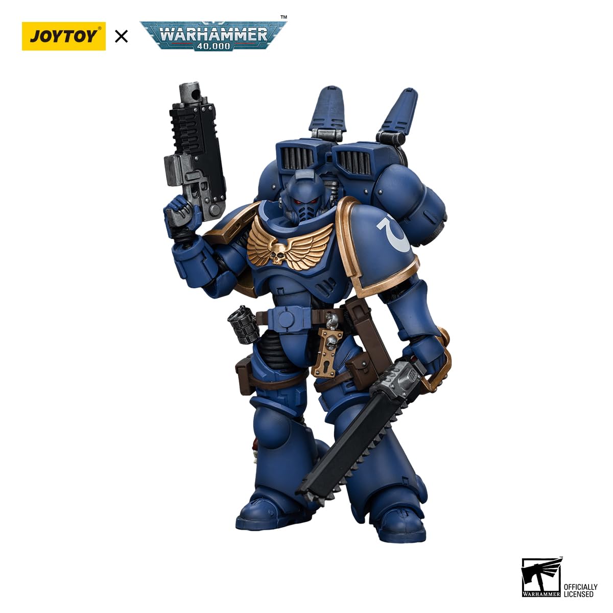 Joytoy Warhammer 40K Space Marines Ultramarines Jump Pack Intercessors Intercessor 1, 1:18 Scale Action Figure Mecha Joy Toy Col