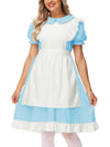 Women'S Alice Dresses Blue Maid Costume Halloween Princess Elastic Waist Party Costume L